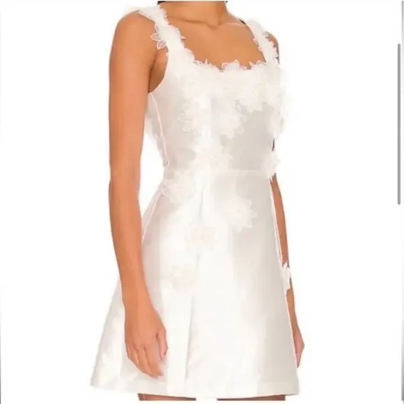 elliatt elder white embellished floral square neck mini bridal dress size small - Picture 7 of 14